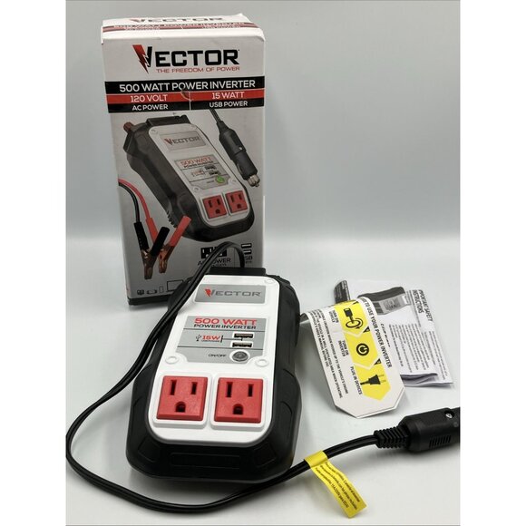VECTOR 500 Watt Power Inverter, Dual Power Inverter, Two USB Charging Ports - Picture 3 of 11